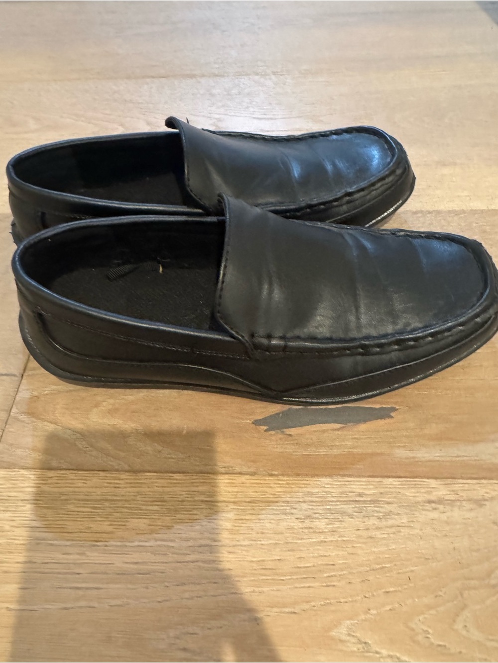 Boys Black Slip-On Leather Loafers
